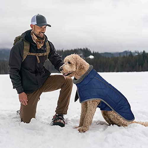 Fragralley Dog Coat Large, Waterproof Dog Jacket with Warm Fleece Lining, Adjustable Reflective Dogs Winter Coat, Turtleneck Pet Coats for Cold Weather (Blue L) - color: Blue, size: Large