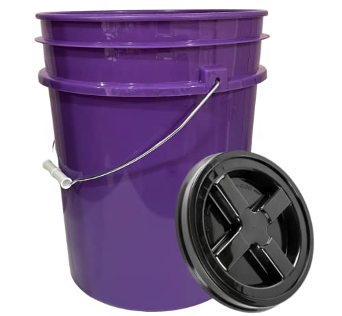 House Naturals 5 Gallon Purple Food Grade Plastic Bucket with Screw on Air Tight Lid- Made in USA (3)