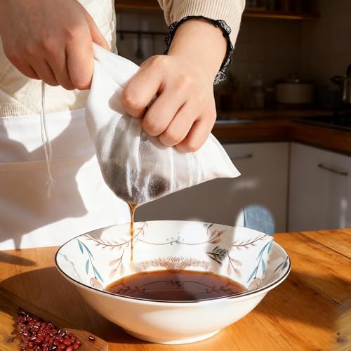 5 Pcs Mesh Strainer Bag, 6 x 7.8 Inch Reusable Nut Milk Bag Nylon Fine Mesh Straining Brew Bag Cheese Cloth Bags Food Juicer Bags for Straining Fruit Juice Coffee Home Brewing Wine Yogurt Tea