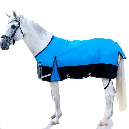 1200D Ripstop Horse Turnout Rain Sheet(No Fill) Blue/Black 72'' - color: Blue/Black 0g Fill, size: 72''