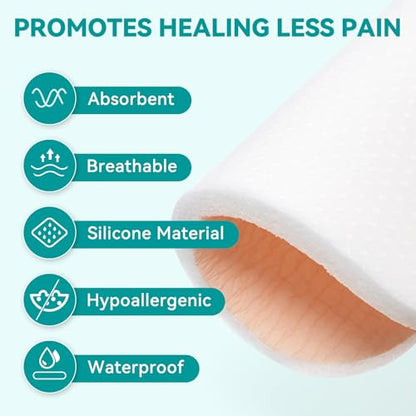 Dimora Silicone Foam Dressing Without Border - 6"x 6" Highly Absorbent Adhesive Bandages for Wounds Cuttable Pads for Wound Care 5 Pack - size: 6"x6"(5Packs)