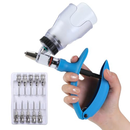 5ml Continuous Self-Refilling Livestock Syringe, 10 Needles Included - color: Blue