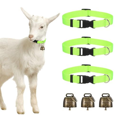 M METERXITY 3-Pack Goat Collars with Bells Polyester Green - color: Green