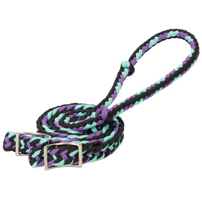 Weaver Leather Braided Nylon Barrel Rein Hurricane Blue/Black, 1/2 x 8'