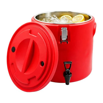 20L/5Gal Insulated Beverage Dispenser Stainless Steel Thermal Hot/Cold Drink Server with Spigot & Handles, Large Capacity Ice Coffee Juice Dispenser for Restaurant,Drink Shop,Catering, Buffet,Party - size: 5 Gallon