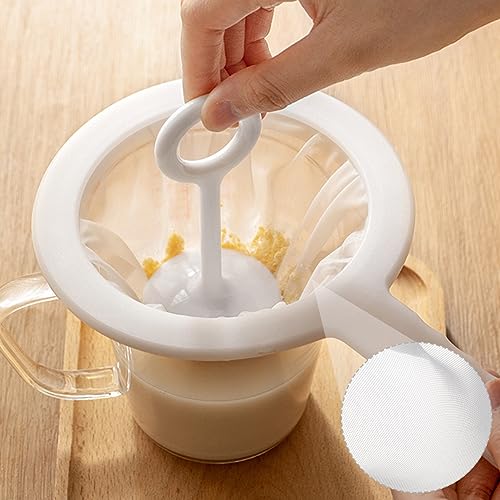 2pcs Mesh Fine Strainer, 200Mesh +400Mesh Ultra Kefir Sieve with Handle, Plastic Juice Yogurt Strainer, Fine Meshs Colander for Straining Cocktail, Nut Milk, Yogurt, Honey, Wine. Coffee, Kefir