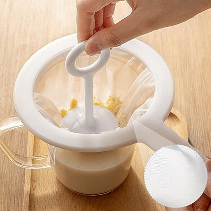 2pcs Mesh Fine Strainer, 200Mesh +400Mesh Ultra Kefir Sieve with Handle, Plastic Juice Yogurt Strainer, Fine Meshs Colander for Straining Cocktail, Nut Milk, Yogurt, Honey, Wine. Coffee, Kefir