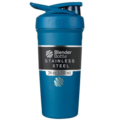 BlenderBottle Sport Flip Stainless Steel Shaker Bottle 24 oz Ocean Blue - color: Blue, size: 24 Ounces, style: Flip