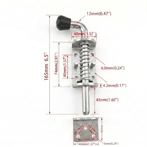 6.5in Spring Loaded Latch Pin Heavy Duty Gate Lock