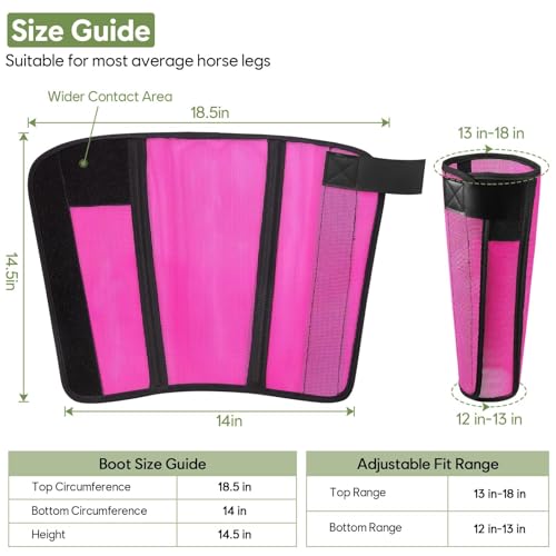 Fly Boots for Horses Set of 4, Horse Fly Boots with Breathable Mesh - color: Pink