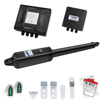 TOPENS A8131 Single Swing Gate Opener Heavy Duty | Up to 880lbs in Weight OR 18ft in Length, AC Powered, Easy DIY, Solar Compatible, Remote Control Included - size: 880lbs