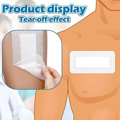 Nuanchu 60 Pcs Bordered Gauze Adhesive Dressing Waterproof, 4 x 8 Inch - size: 4 x 8 Inch