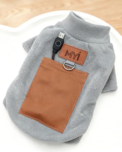 MYI Winter Heated Dog Electric Warm Coat Clothes for Small Medium Large Dogs Outside/Inside Cold Weather Jacket pet Vest Gray-L(NOT Included Batteries) - color: Gray, size: Large(Back length 11.8 Inch)