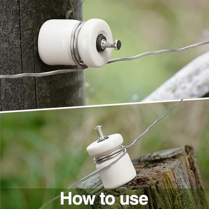 Pangda 25 Pack Porcelain Electric Fence Insulators, Lag Screw with Nails