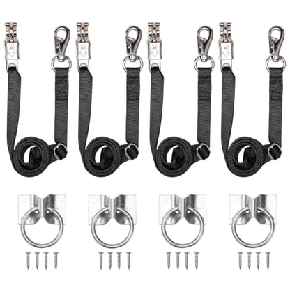 Cross Ties for Horse, 4 Pack Adjustable Nylon Cross Ties with Tie Rings