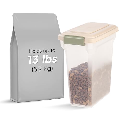 IRIS USA Dog Food Storage Container, Up to 13 lbs, Almond, Made in USA - color: Almond, size: 13 lbs