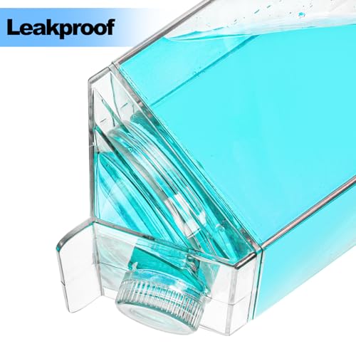 Bekith 2 Pack 64 Oz Large Milk Carton Water Bottle, Clear Plastic Milk Bottle with Cleaning Brush, Portable Leakproof Square Juice Bottle Reusable Milk Container for Outdoor Sports Travel Camping