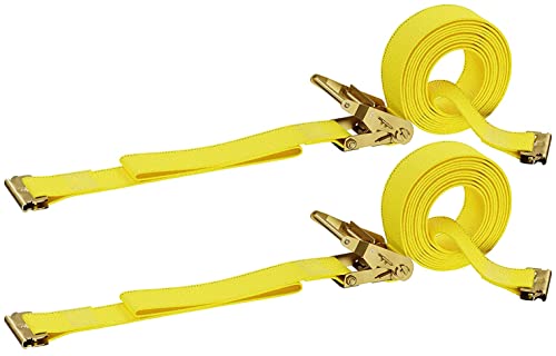 DC Cargo Mall E Track Ratchet Straps Cargo Tie-Downs, (Pack of 2) 2 x 12 Heavy Duty Yellow Tie-Down Rachet Straps, Strong Ratchet Strap, E Track Spring Fittings, Tie Down Motorcycle - size: 2 - Pack