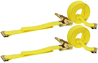 DC Cargo Mall E Track Ratchet Straps Cargo Tie-Downs, (Pack of 2) 2 x 12 Heavy Duty Yellow Tie-Down Rachet Straps, Strong Ratchet Strap, E Track Spring Fittings, Tie Down Motorcycle - size: 2 - Pack