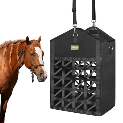 Dual Purpose Feed Horse Hay Bags, 1 Pack Large Black Oxford Fabric - size: Large 1 Pack