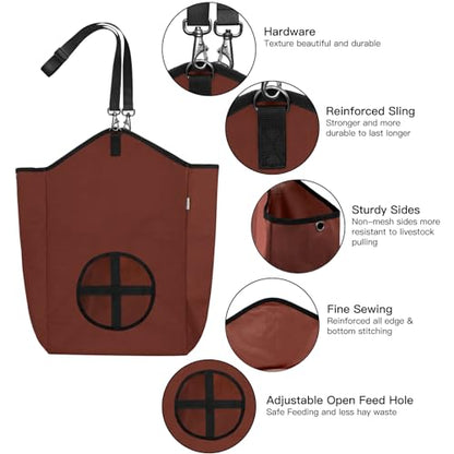 3 Packs Goat Hay Feeder, Hay Bags for Goats, Horses, Sheep - color: 2Brown + 1Black