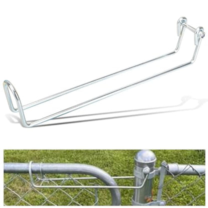 Over Throw Wire Arm Top Gate Latch Chain Link, Silver, Long 13.5"