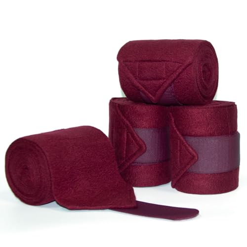 Horse Polo Leg Wraps Soft Fleece Wraps Equestrian Leg Bandage 4-Pack (Full(10ft), Wine Red) - color: Wine Red, size: Full(10ft)
