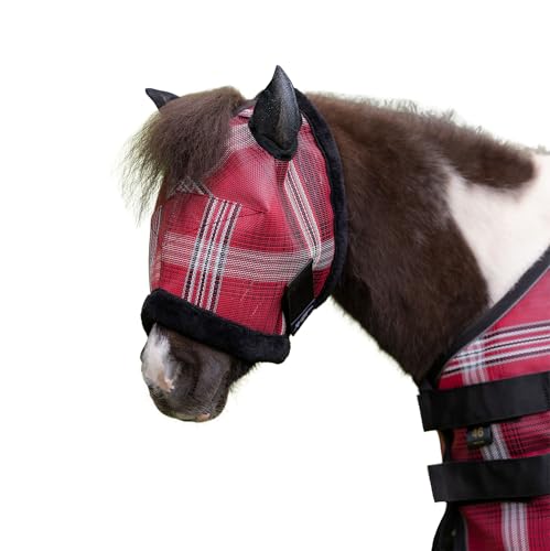 Mini and Pony Fly Mask, Fleece Trim, Soft Mesh Ears, Pony, Merlot - color: 165 - Merlot, size: Pony