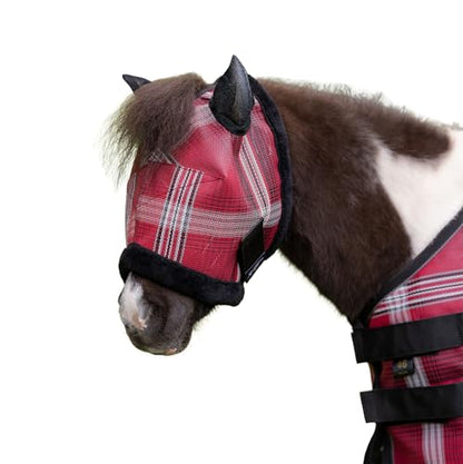 Mini and Pony Fly Mask, Fleece Trim, Soft Mesh Ears, Pony, Merlot - color: 165 - Merlot, size: Pony