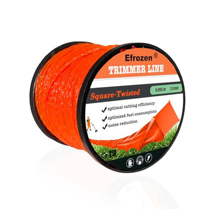String Trimmer Line .095-Inch, 381 Feet of Orange Square Twisted Heavy Duty Weed Eater String, Premium Commercial Weed Wacker String Spool Replacement - size: 381FT x .095 in