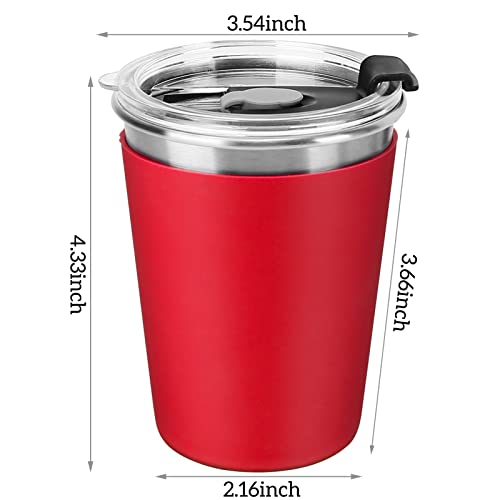 ShineMe Kids Stainless Steel Cups, 12oz Kids Metal Drinking Glasses with Lids and Sleeves, Unbreakable Spill Proof Cups for Kid and Adult, Stacking Sippy Cups for Hot Chocolate & Cold Drinks 5Pack - color: purple,green,blue,red,orange