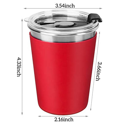 ShineMe Kids Stainless Steel Cups, 12oz Kids Metal Drinking Glasses with Lids and Sleeves, Unbreakable Spill Proof Cups for Kid and Adult, Stacking Sippy Cups for Hot Chocolate & Cold Drinks 5Pack - color: purple,green,blue,red,orange