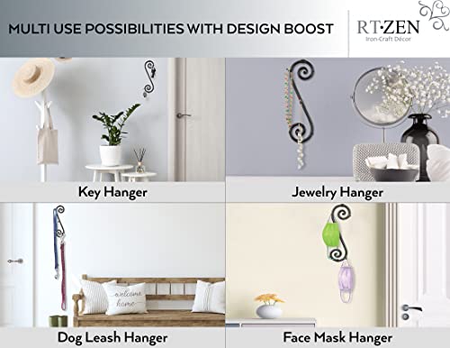 RTZEN Farmhouse Small Key Holder for Wall, Wrought Iron Wall Mount Rack - style: Vertical