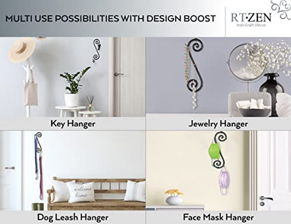 RTZEN Farmhouse Small Key Holder for Wall, Wrought Iron Wall Mount Rack - style: Vertical