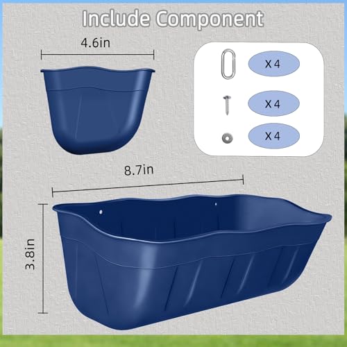 Hanging Chicken Feeders,Duck Feeder Waterer,Small Feed Trough 1.3 Quart 2 Pack,Hanging Fence Feed Trough for Poultry,Blue - color: Blue, size: 1.3 Quart (2 Pack)