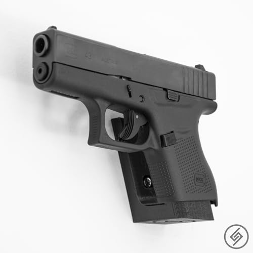 Spartan Mounts Compatible with Glock Pistols | Pistol Wall Display Mounting Hook | Gun Safe Wall Storage Organization System | Unique Low Profile Design | Made in USA - style: G 42 [Left]