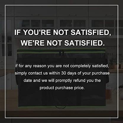 Bodaon Insulated Food Delivery Bag, XXX-Large Insulated Pizza Delivery Bags, Black with Green Edge, 1-Pack | Pizza Delivery Bags for Hot and Cold Food, Commercial, Large Capacity, Catering Cooler Bag for Rideshare, Warmers for Parties - color: Black-green