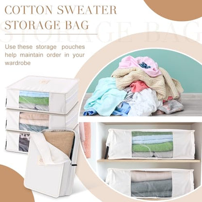 3 Pcs Cotton Sweater Storage Bags 20 Inch for Cashmere - size: 20 inch