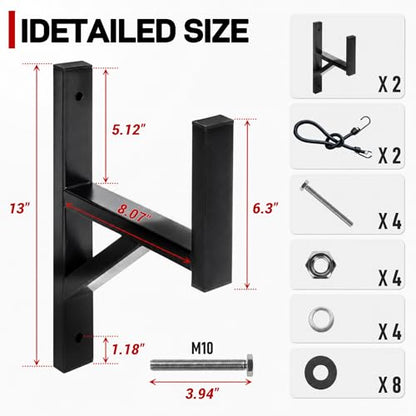 2 Pack Trailer Ladder Rack, Steel Side Mount with Straps, 400 lb Capacity