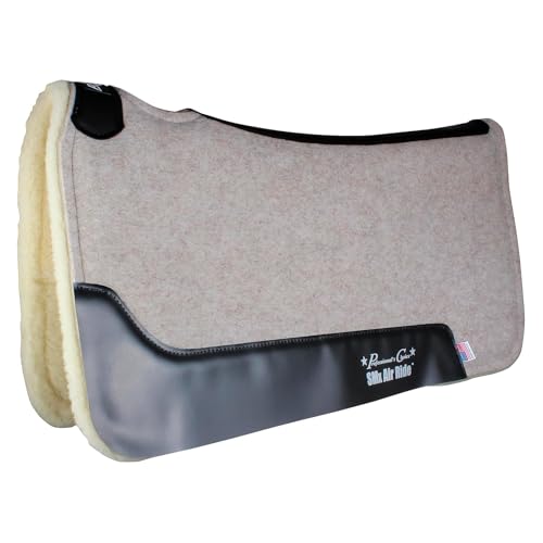 Professional's Choice Cowboy Air Ride Saddle Pad | Contoured Back Shock-Absorbing Breathable Moisture-Wicking Wool Felt Western Horse Riding Saddle Pad - color: Tan, size: 29" x 30", style: Merino Wool