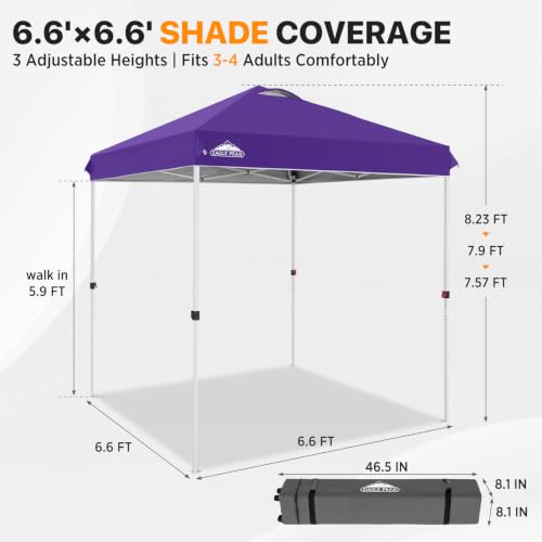 EAGLE PEAK 6.6x6.6 Pop Up Canopy Tent Easy Up Canopy Outdoor, Purple - color: Purple, size: 6.6x6.6