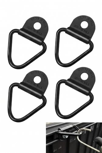 4 PCS V Ring Tie Down Anchor, Heavy Duty Truck Bed D Ring Tie Down Anchors, 2.3 x 2.2 Inch Multifunctional Bolt On Cargo Tie Down, Universal for Utility Trailer Accessories (Black)