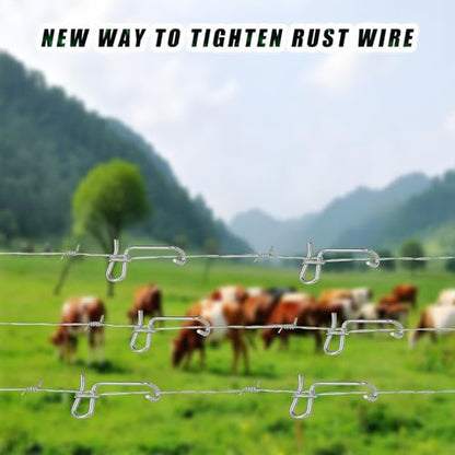 40Pcs 6mm Fence Tighteners, 1/4" Fence Tightener Clips and Tighteners Handle, Fence Wire Tightener Tool, Fence Wire Tensioning Tool for Wire Fence Farm Garden
