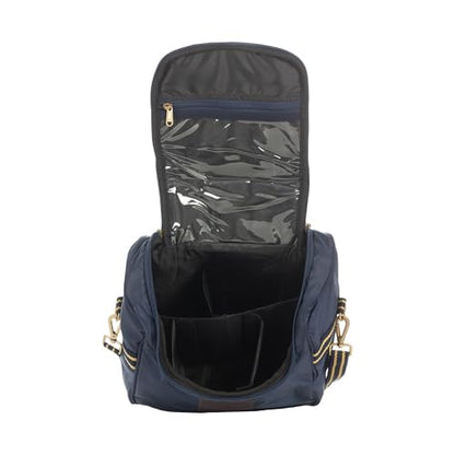 Equinavia Darby Zip Top Equestrian Horse Grooming Bag with Shoulder Strap | 6.5" x 11" x 13" - color: Navy/Gold