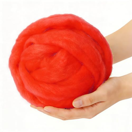 VNAKER 3.4oz Needle Felting Wool Red for DIY Needle Craft Enthusiasts - color: Red