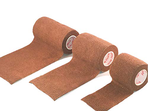3 Inch Self Adhesive Bandage Wrap - Self-Sticking Vet Wrap - Brown, 24 Pack - color: Brown, size: 24 Rolls