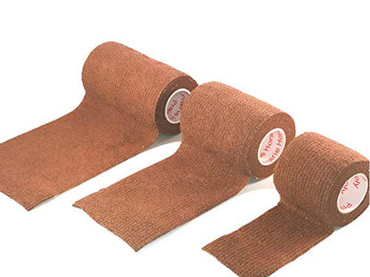3 Inch Self Adhesive Bandage Wrap - Self-Sticking Vet Wrap - Brown, 24 Pack - color: Brown, size: 24 Rolls