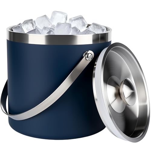 3L Double-Wall Insulated Stainless Steel Ice Bucket for parties - color: Navy