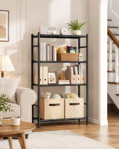 APEXCHASER Metal Storage Shelves 4-Tier, Wire Shelving Unit for Kitchen | Sturdy Metal Wire Frame with Side Hooks, Open Wire Design for Pantry Garage - size: 4-Tier