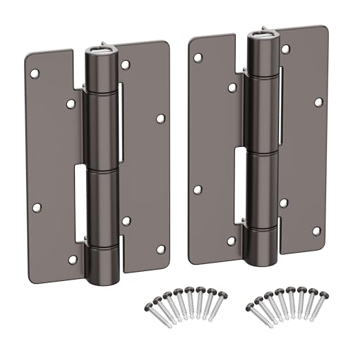 Self Closing Aluminum Gate Hinge for Metal Gates,5-3/4"Fence Door Hinges with Adjustable Tension for Vinyl&PVC Fence,Non-Legged Design Fence Hinges for Indoor Outdoor,Gate Hardware,2Pack,Satin Bronze - color: Satin Bronze